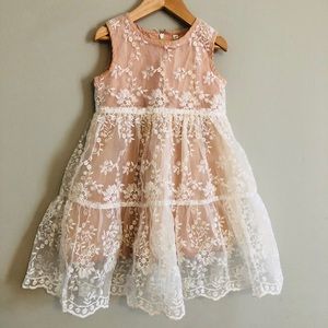 Taupe with lace overlay dress SZ 4T